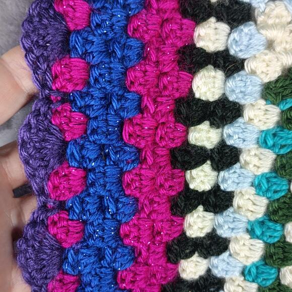 Handmade Crochet Granny Square Blanket 32x51 Throw Lap Afghan Soft Cozy Gift - Picture 2 of 7